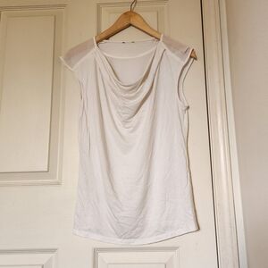 Vintage white cowl neck top with mesh details